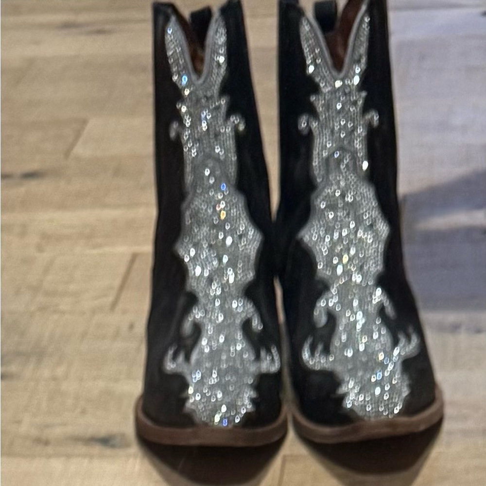 Dan Post Black Western Heeled Boots with Crystal Embellishments - Picture 8 of 8
